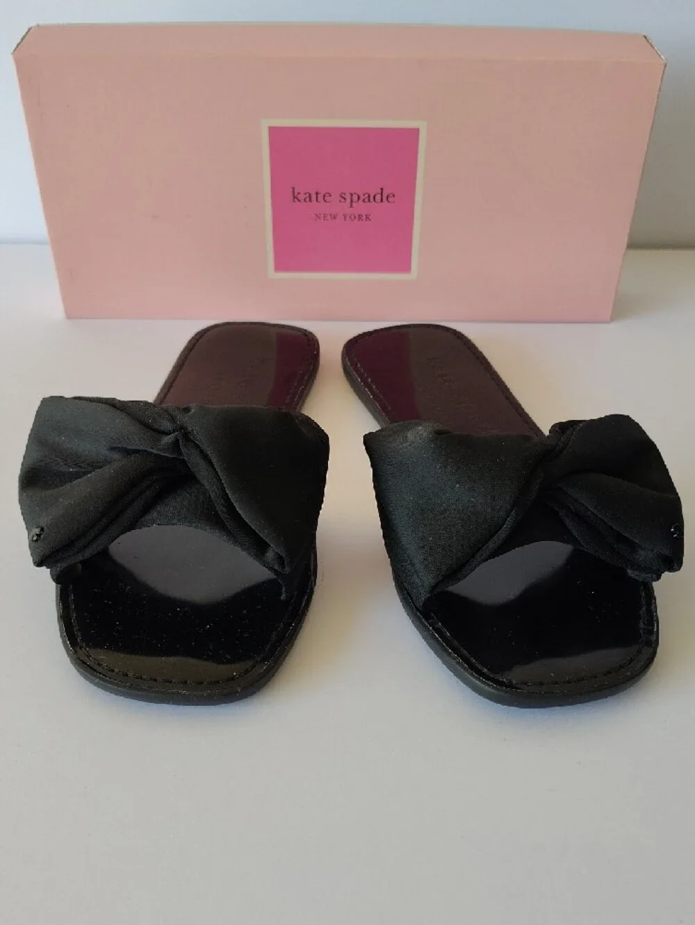 kate spade Black Bow Slip-On Slides Vacation Resort Wear
